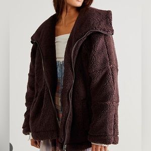 Free People Raya Cozy Coat Jacket Brown